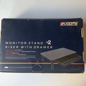 1ct EVOOMI Monitor Stand Riser w Drawer, Computer Stand Laptop, Desktop, Printer